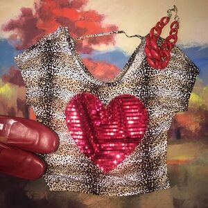 Sequin heart top